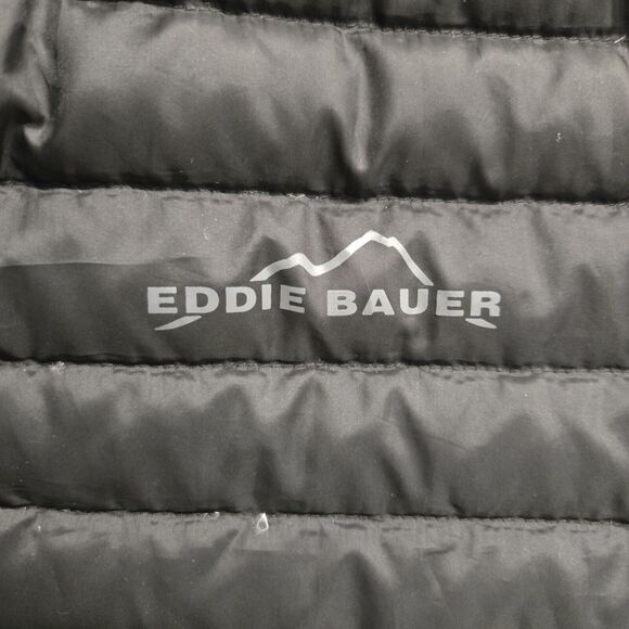 Eddie Bauer Mens Large Black Down Puffer Jacket EB650 Univ. Of Arkansas Logo - Picture 7 of 12